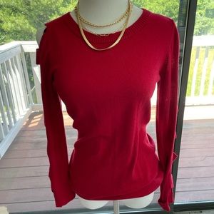 Beautiful, sexy red long sleeve Forever 21 top with cutout sleeve. Size S.